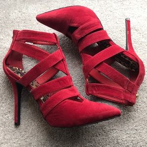 Red sexy high heel shoes, size 8